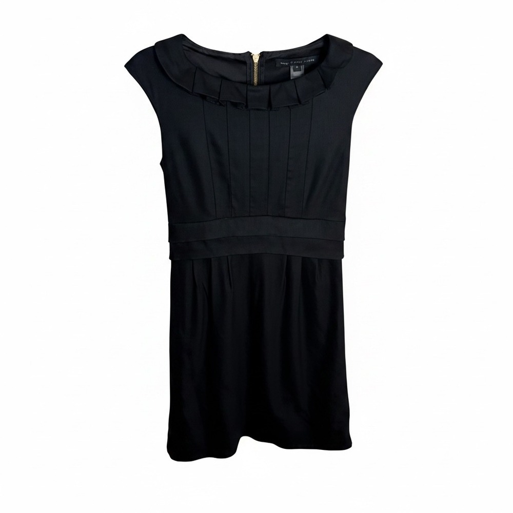 Marc by Marc Jacobs Dress Women 4 Black Ruffle Collar Pleated Empire Waist Mini